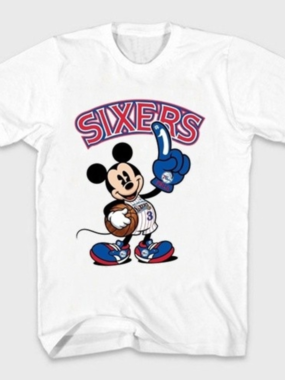 Philadelphia 76ers #1 Mickey Mouse Men's Tee XL White
